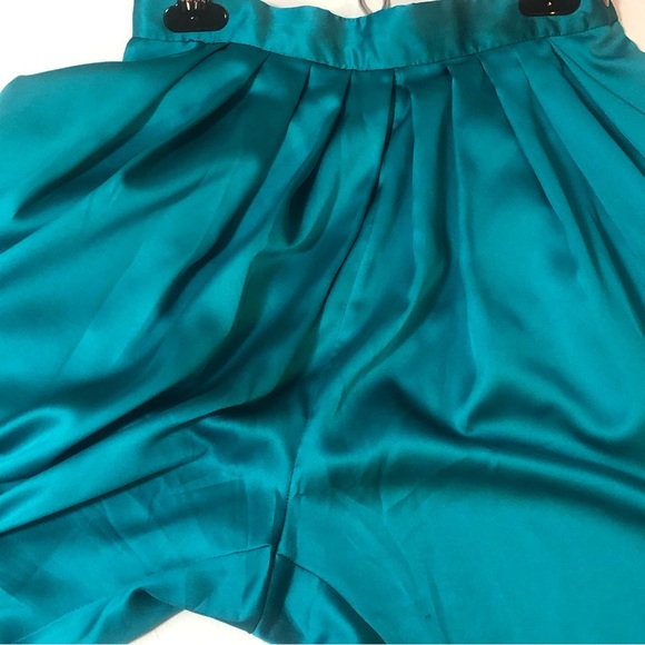 VTG Paris Fashion Co. Pleated Blue/Green Satin Pants Sz 6 Tapered Leg Balloon - Picture 13 of 15